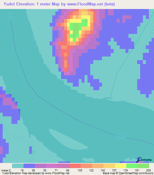 Yudol,North Korea Elevation Map
