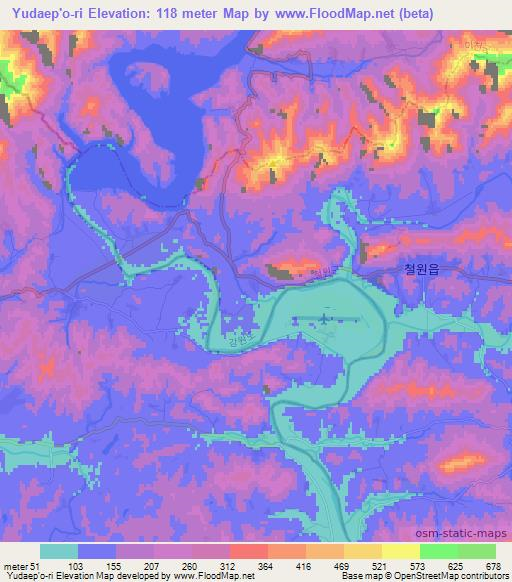 Yudaep'o-ri,North Korea Elevation Map