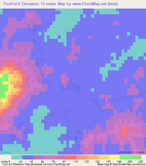 Yuch'ol-li,North Korea Elevation Map