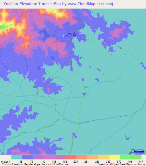 Yuch'on,North Korea Elevation Map