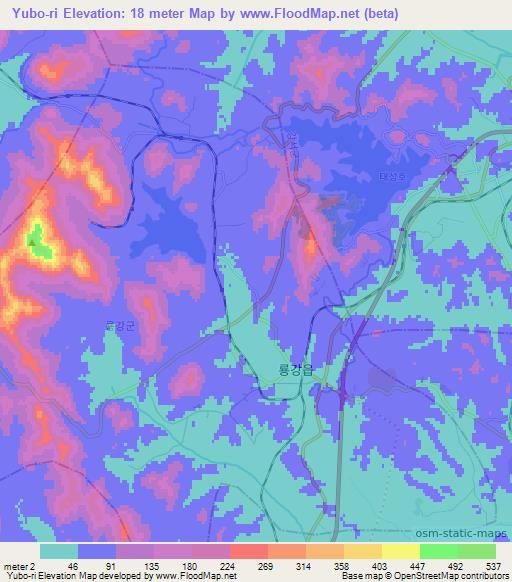 Yubo-ri,North Korea Elevation Map