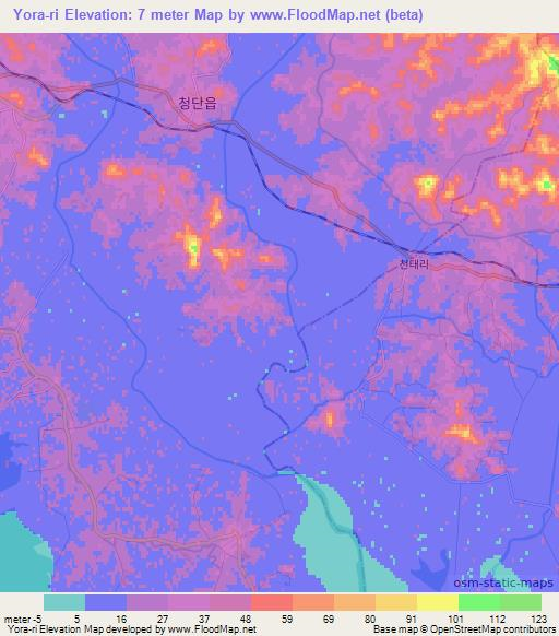 Yora-ri,North Korea Elevation Map