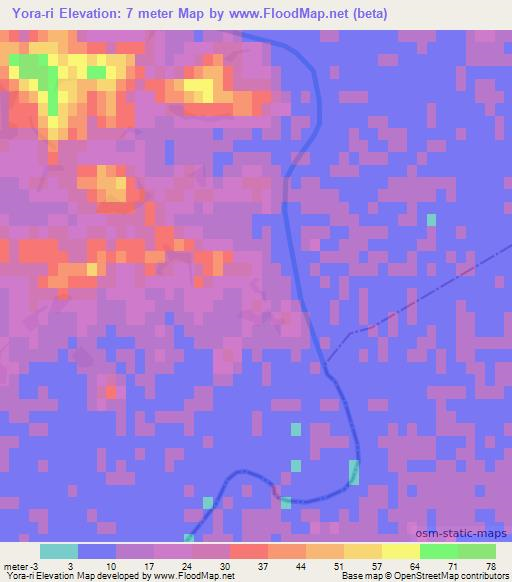Yora-ri,North Korea Elevation Map
