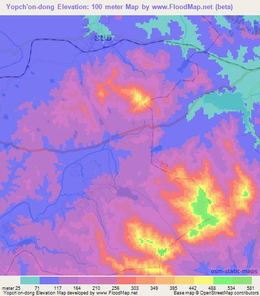 Yopch'on-dong,North Korea Elevation Map