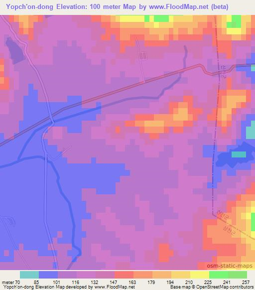 Yopch'on-dong,North Korea Elevation Map
