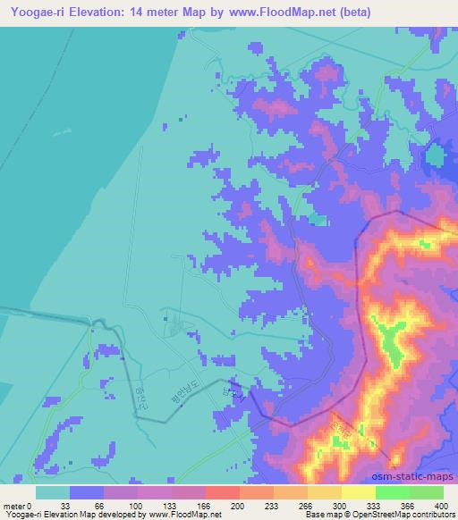 Yoogae-ri,North Korea Elevation Map