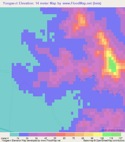 Yoogae-ri,North Korea Elevation Map