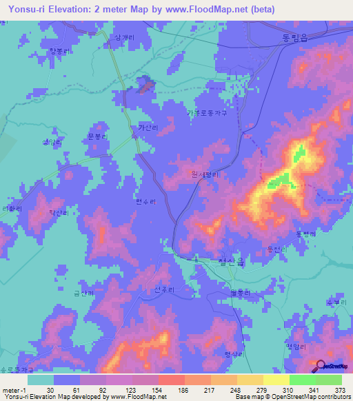 Yonsu-ri,North Korea Elevation Map
