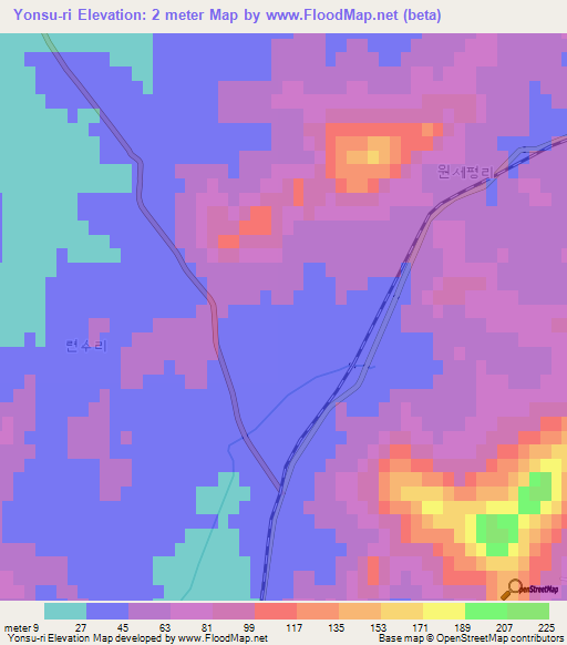 Yonsu-ri,North Korea Elevation Map