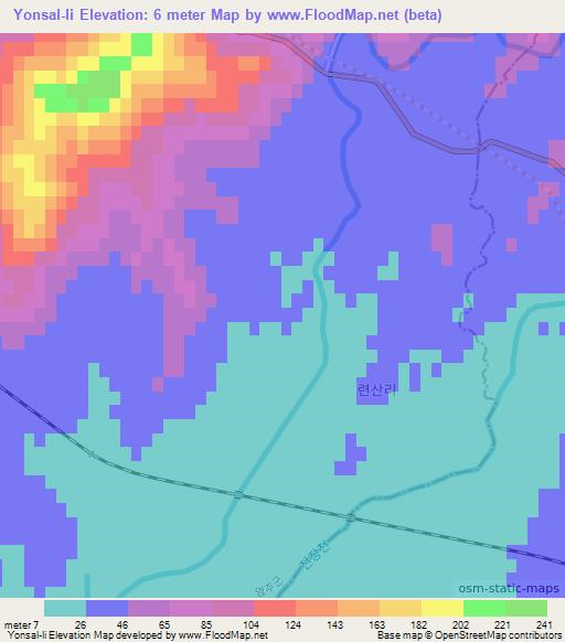 Yonsal-li,North Korea Elevation Map