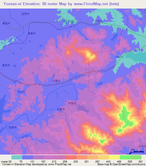 Yonsan-ni,North Korea Elevation Map