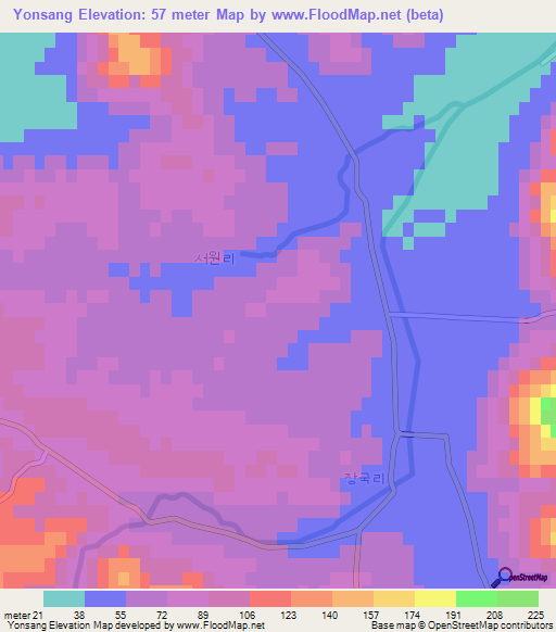 Yonsang,North Korea Elevation Map