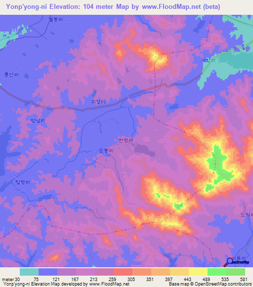 Yonp'yong-ni,North Korea Elevation Map