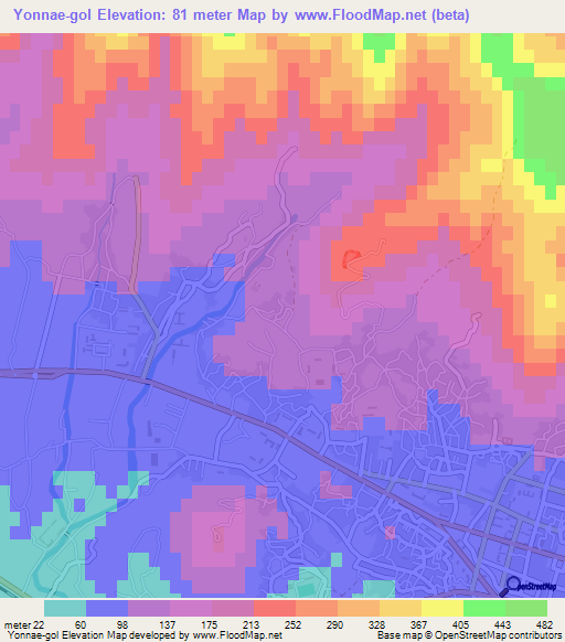 Yonnae-gol,North Korea Elevation Map