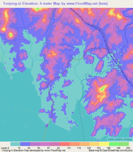 Yonjong-ni,North Korea Elevation Map