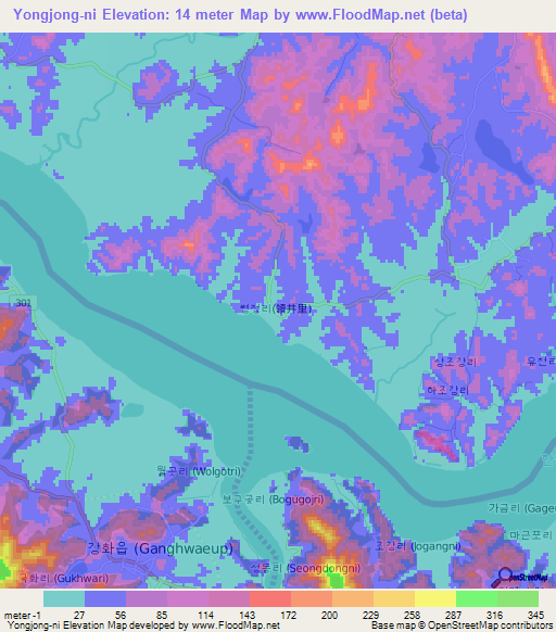 Yongjong-ni,North Korea Elevation Map