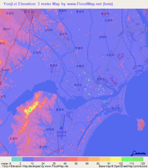 Yonji-ri,North Korea Elevation Map
