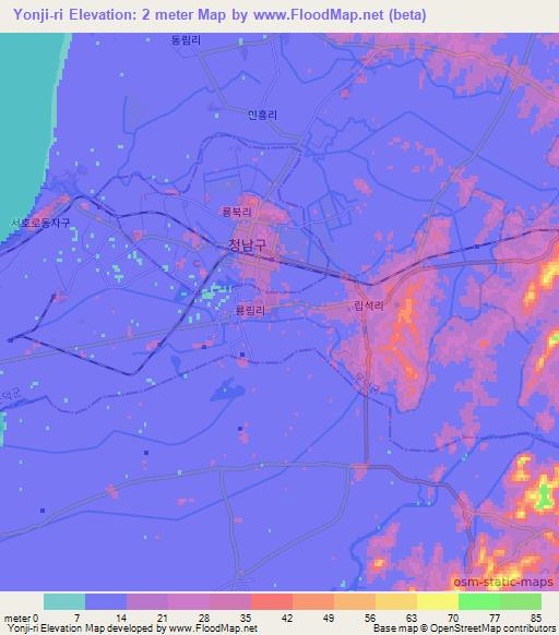 Yonji-ri,North Korea Elevation Map