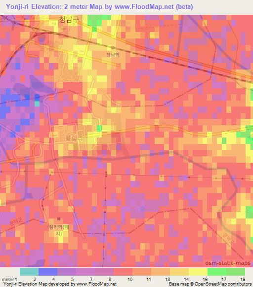 Yonji-ri,North Korea Elevation Map