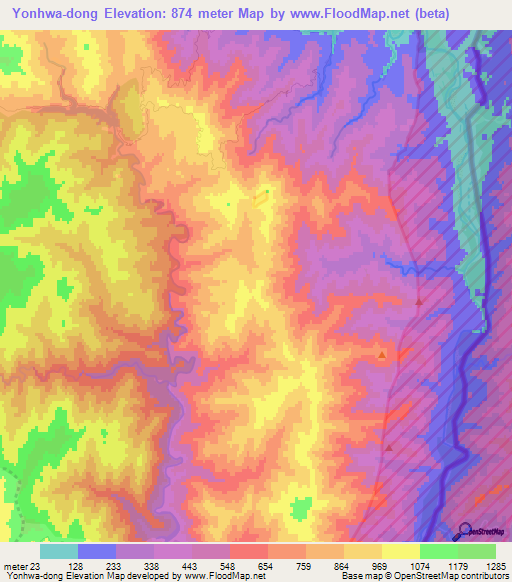 Yonhwa-dong,North Korea Elevation Map