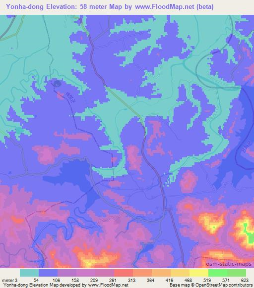 Yonha-dong,North Korea Elevation Map