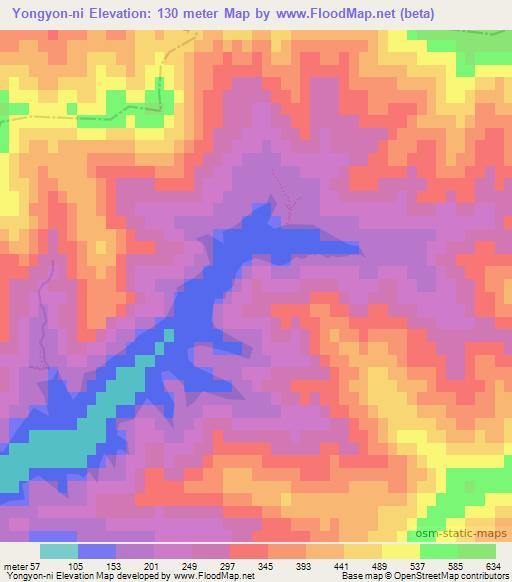 Yongyon-ni,North Korea Elevation Map