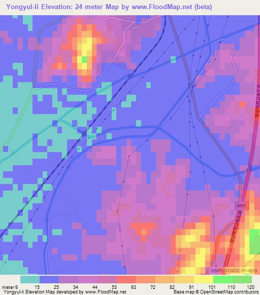 Yongyul-li,North Korea Elevation Map