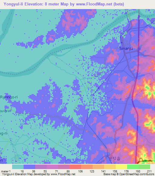 Yongyul-li,North Korea Elevation Map