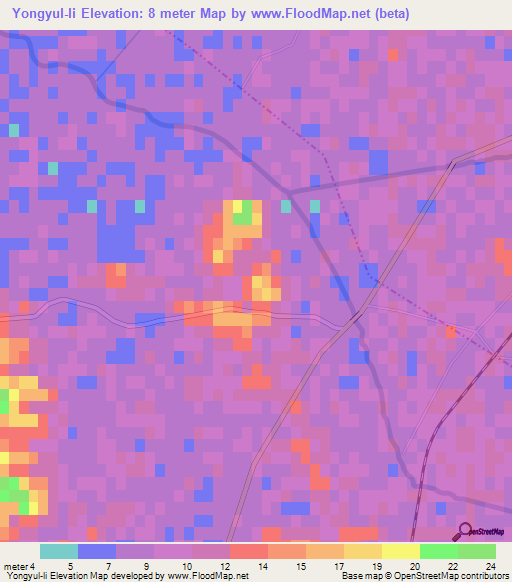 Yongyul-li,North Korea Elevation Map