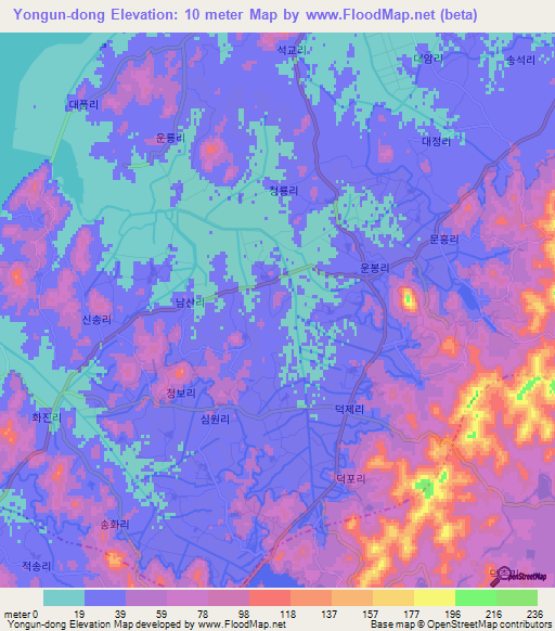 Yongun-dong,North Korea Elevation Map