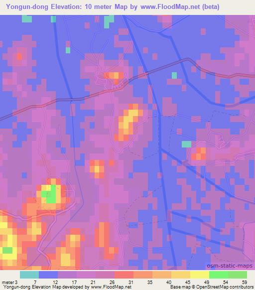 Yongun-dong,North Korea Elevation Map