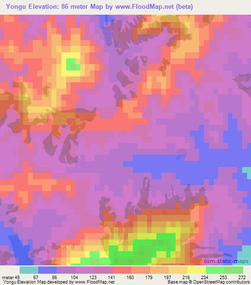 Yongu,North Korea Elevation Map