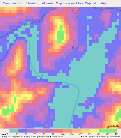 Yongt'an-dong,North Korea Elevation Map