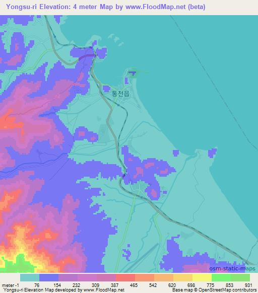 Yongsu-ri,North Korea Elevation Map