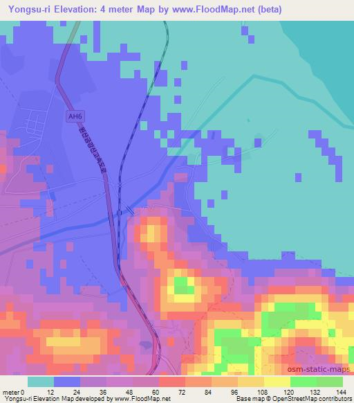 Yongsu-ri,North Korea Elevation Map