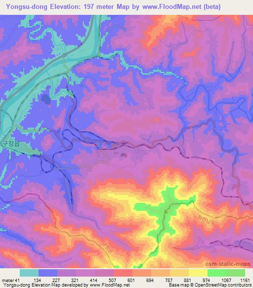 Yongsu-dong,North Korea Elevation Map