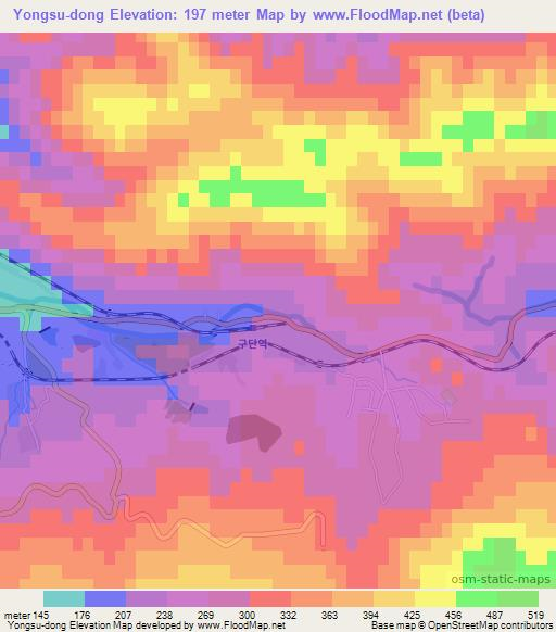 Yongsu-dong,North Korea Elevation Map