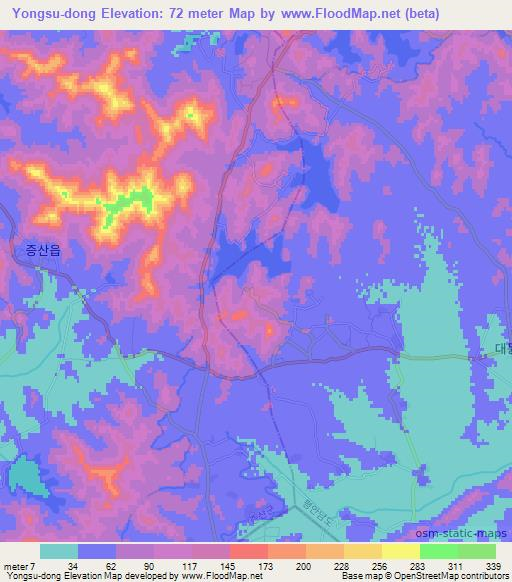 Yongsu-dong,North Korea Elevation Map