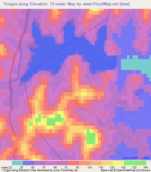 Yongsu-dong,North Korea Elevation Map
