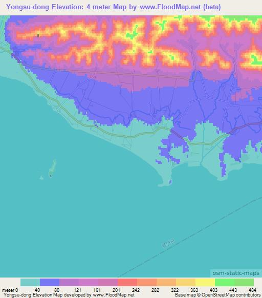 Yongsu-dong,North Korea Elevation Map