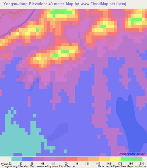 Yongsu-dong,North Korea Elevation Map