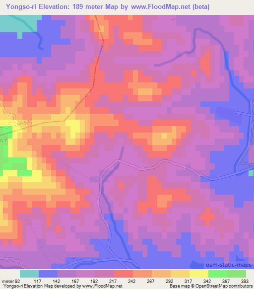 Yongso-ri,North Korea Elevation Map
