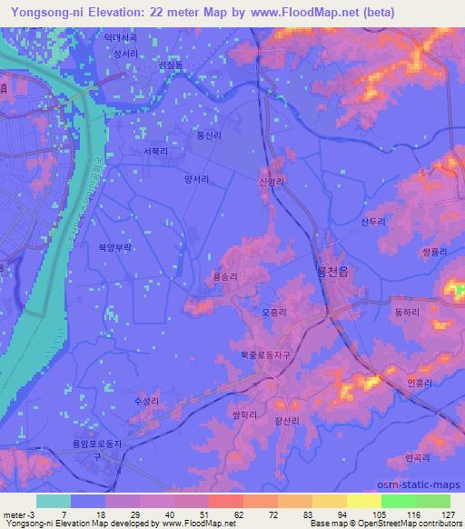 Yongsong-ni,North Korea Elevation Map