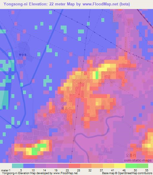 Yongsong-ni,North Korea Elevation Map