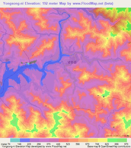 Yongsong-ni,North Korea Elevation Map