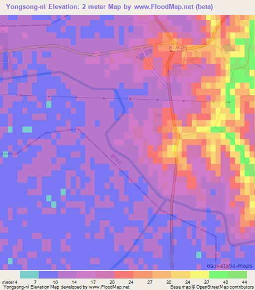 Yongsong-ni,North Korea Elevation Map