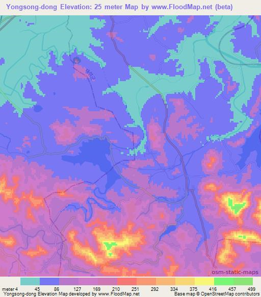 Yongsong-dong,North Korea Elevation Map