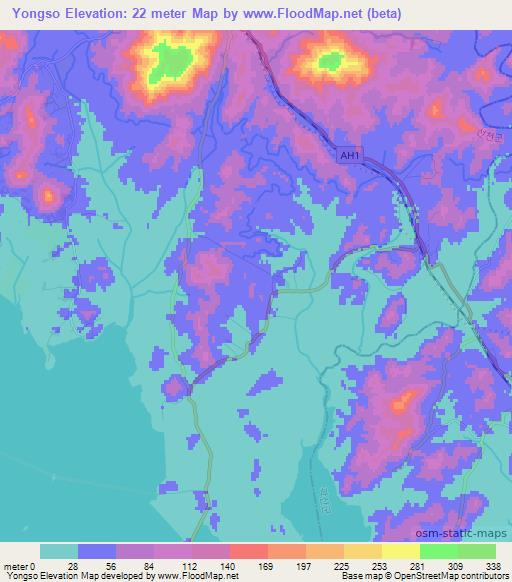 Yongso,North Korea Elevation Map