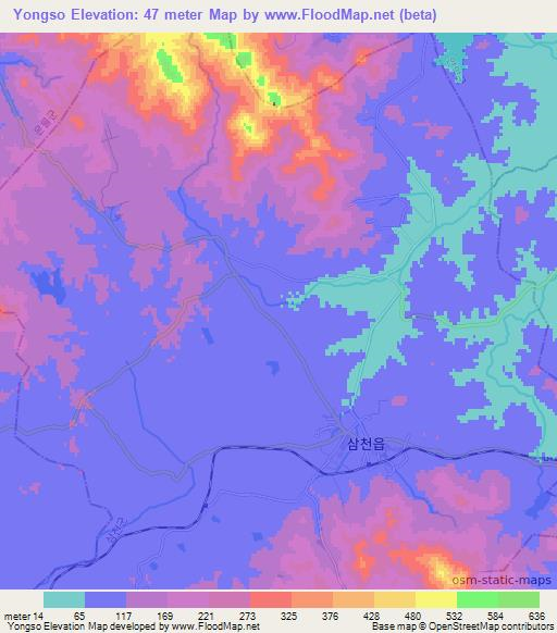 Yongso,North Korea Elevation Map