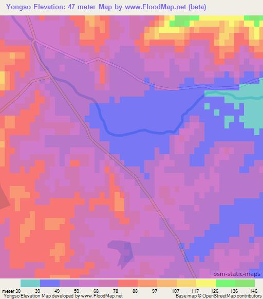 Yongso,North Korea Elevation Map